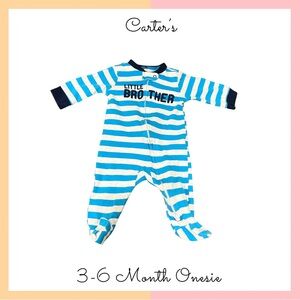 Carter's Blue Striped Little Brother 3-6 Month Pajamas